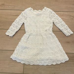 Cat & Jack Off-White Sparkle Crochet Winter Dress 3T